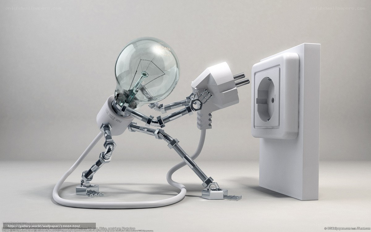 robot plugging into outlet