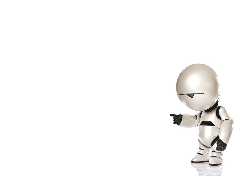 robot pointing to side