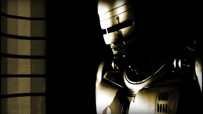 Robot Police Officer — Black, Dramatic, Digital Art