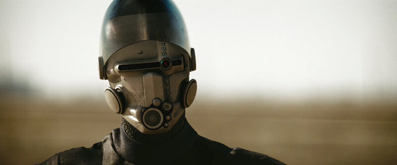 robot police officer in desert
