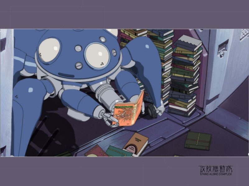 robot reading book in library