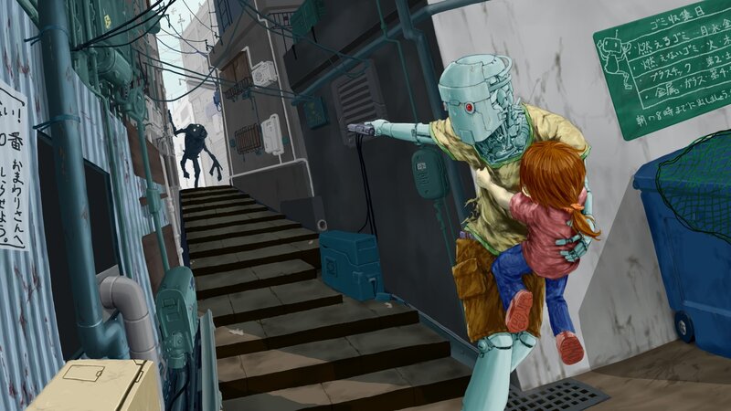 Robot rescues child in alley