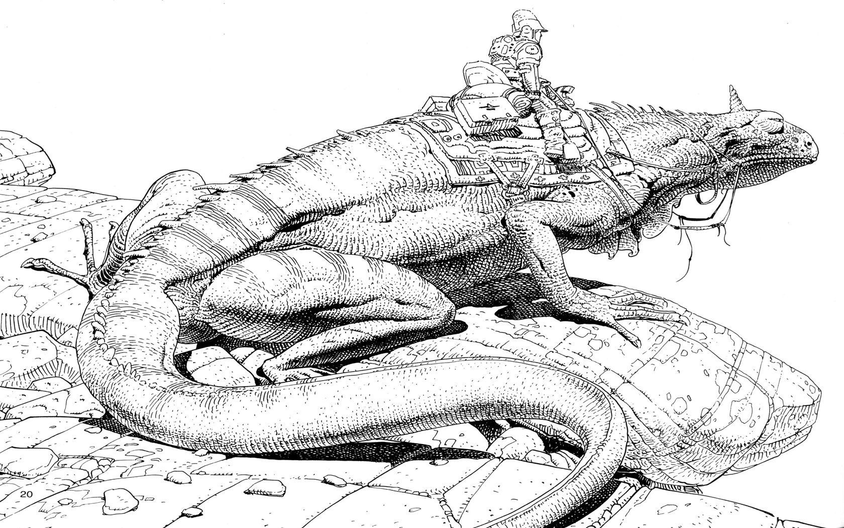 robot riding a lizard