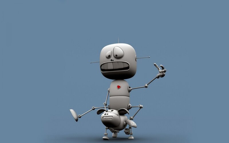 Robot Riding Robot — Gray