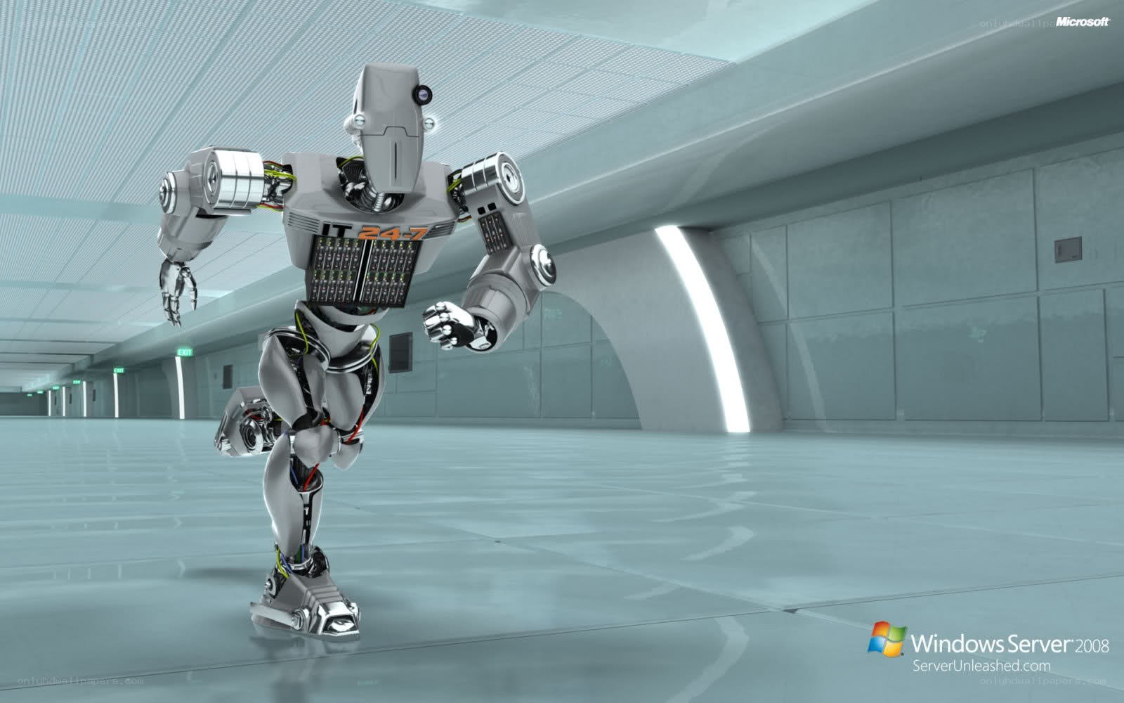robot running in corridor
