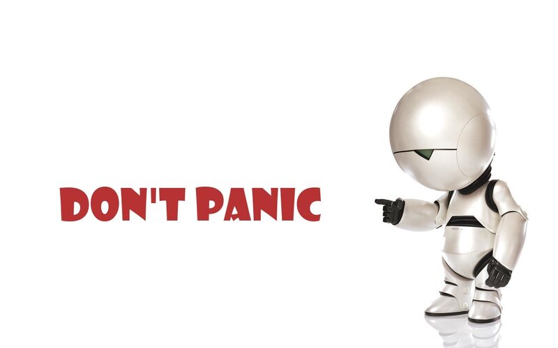 robot saying don't panic