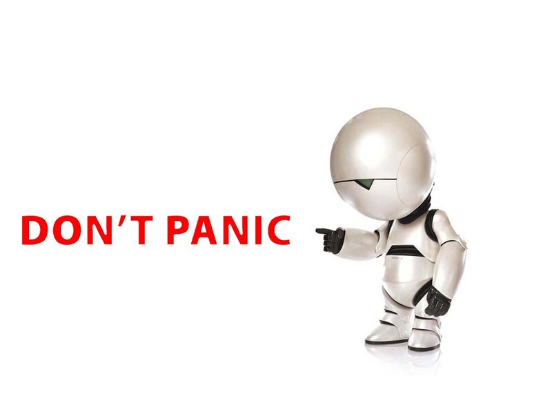 robot saying don't panic
