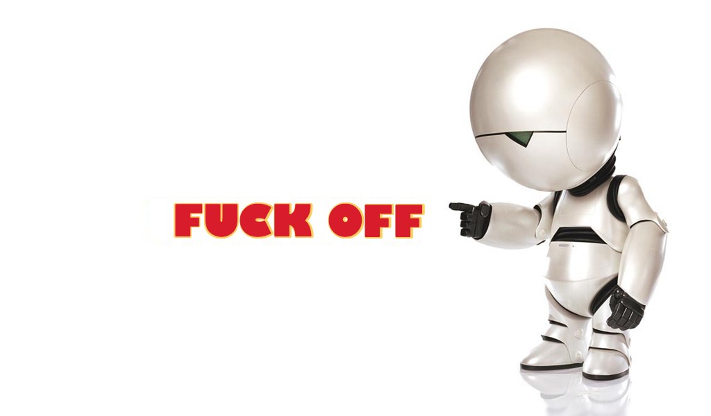 robot saying fuck off