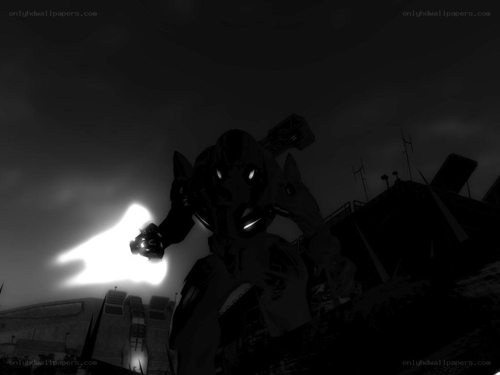 robot silhouette at night