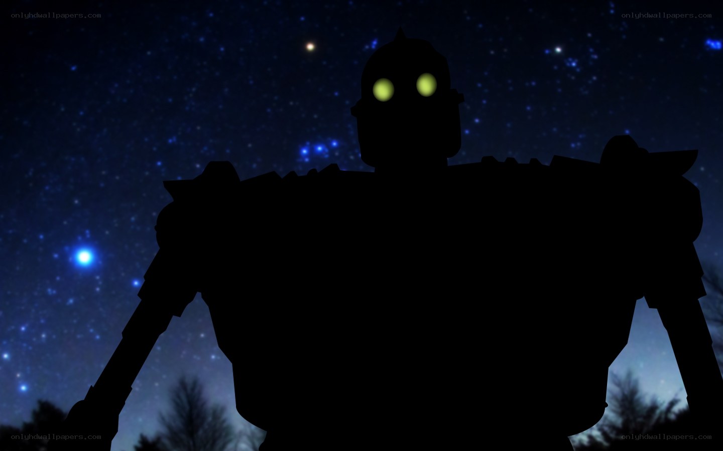 robot silhouette under stars