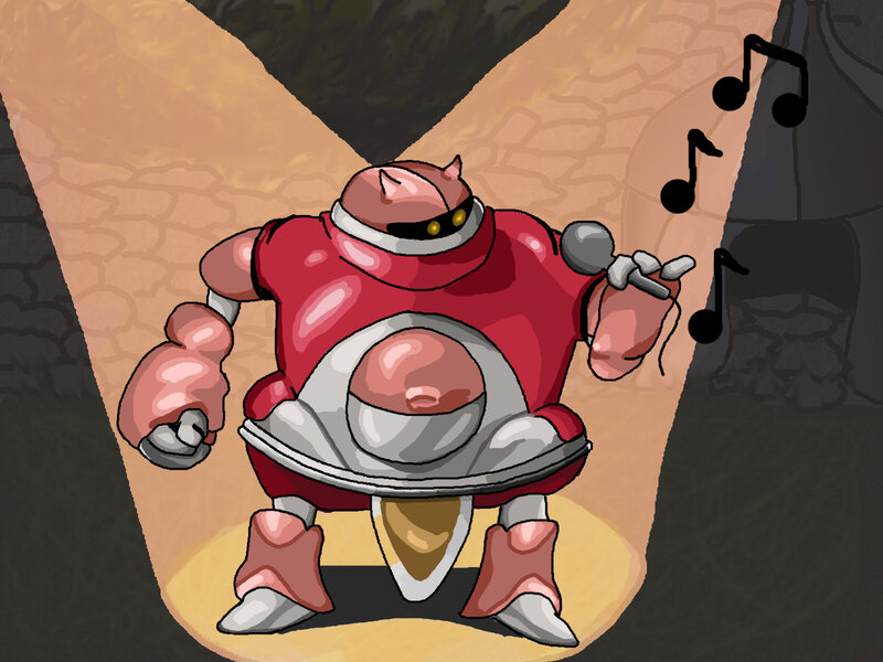 robot singing on stage
