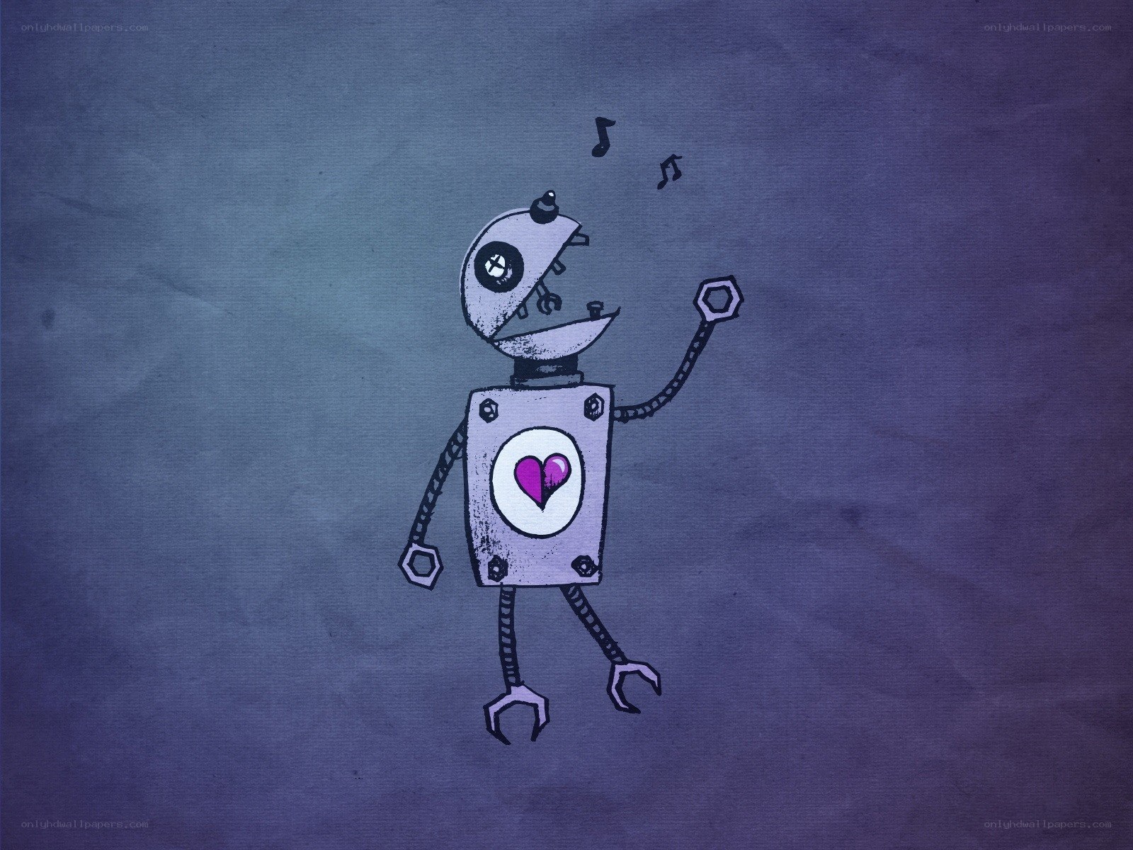robot singing with heart
