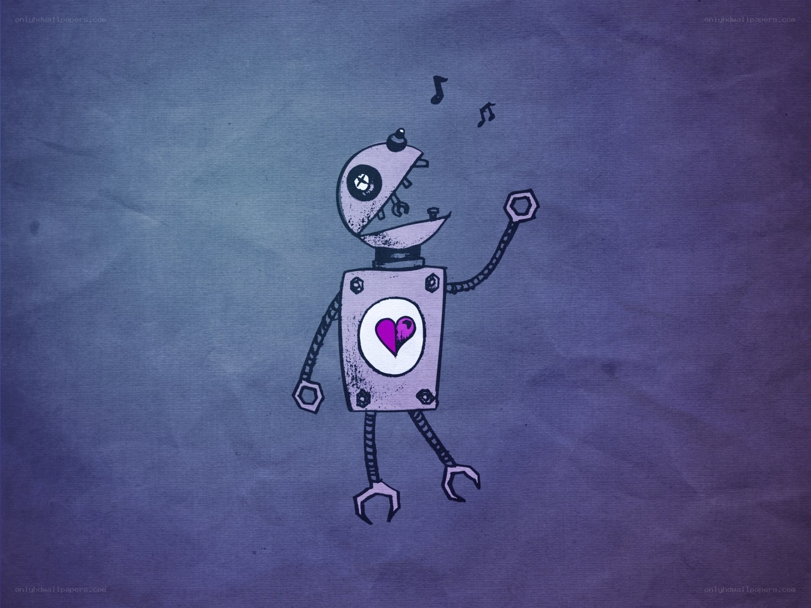 robot singing with heart