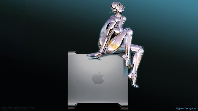 Robot Sitting on Computer