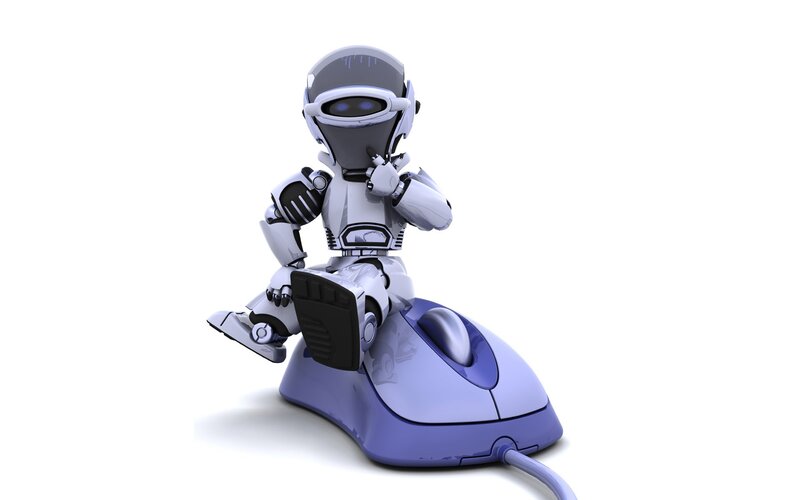 Robot Sitting on Mouse