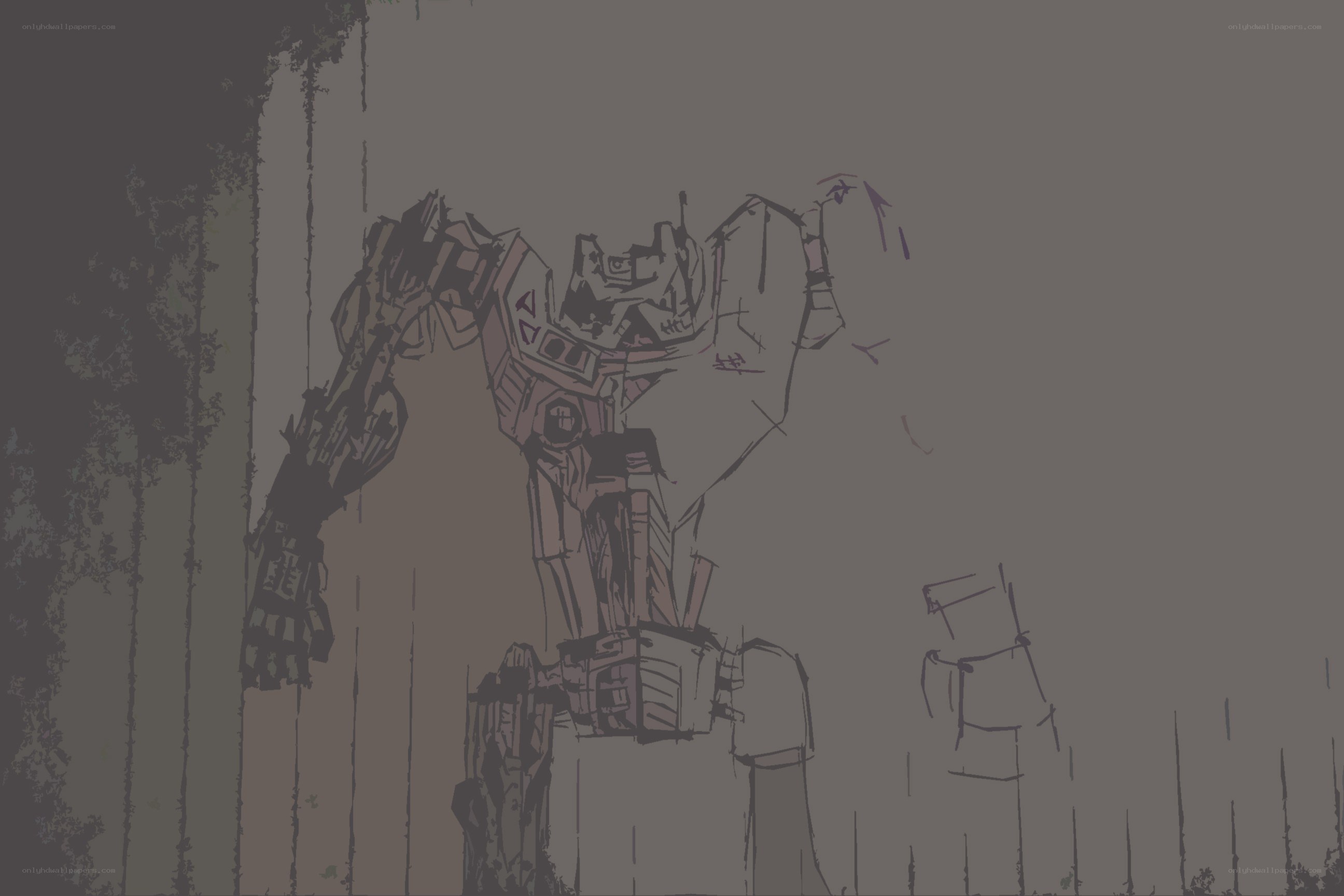robot sketch in forest