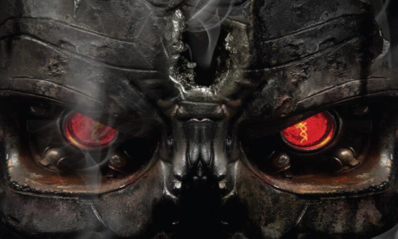 Robot Skull with Glowing Eyes