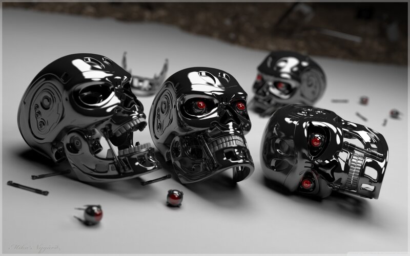 Robot Skulls on Floor