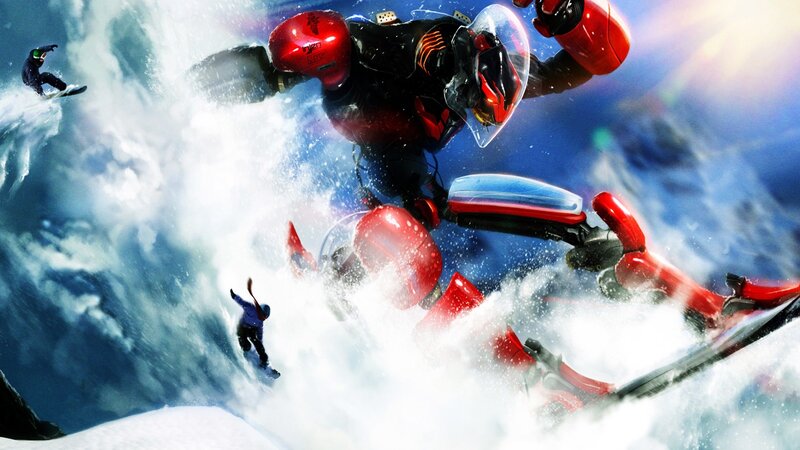 robot snowboarding action