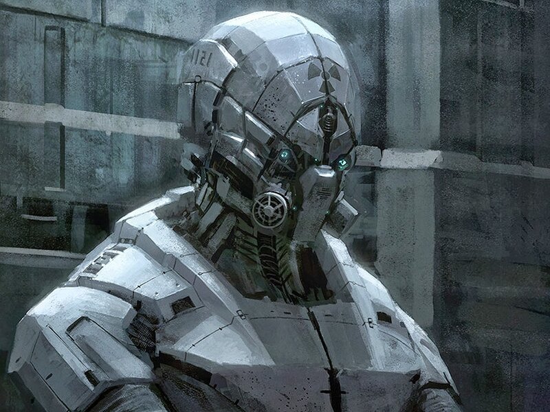 Robot Soldier in Armor — Gray