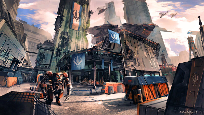 Robot Soldier in City — Gray