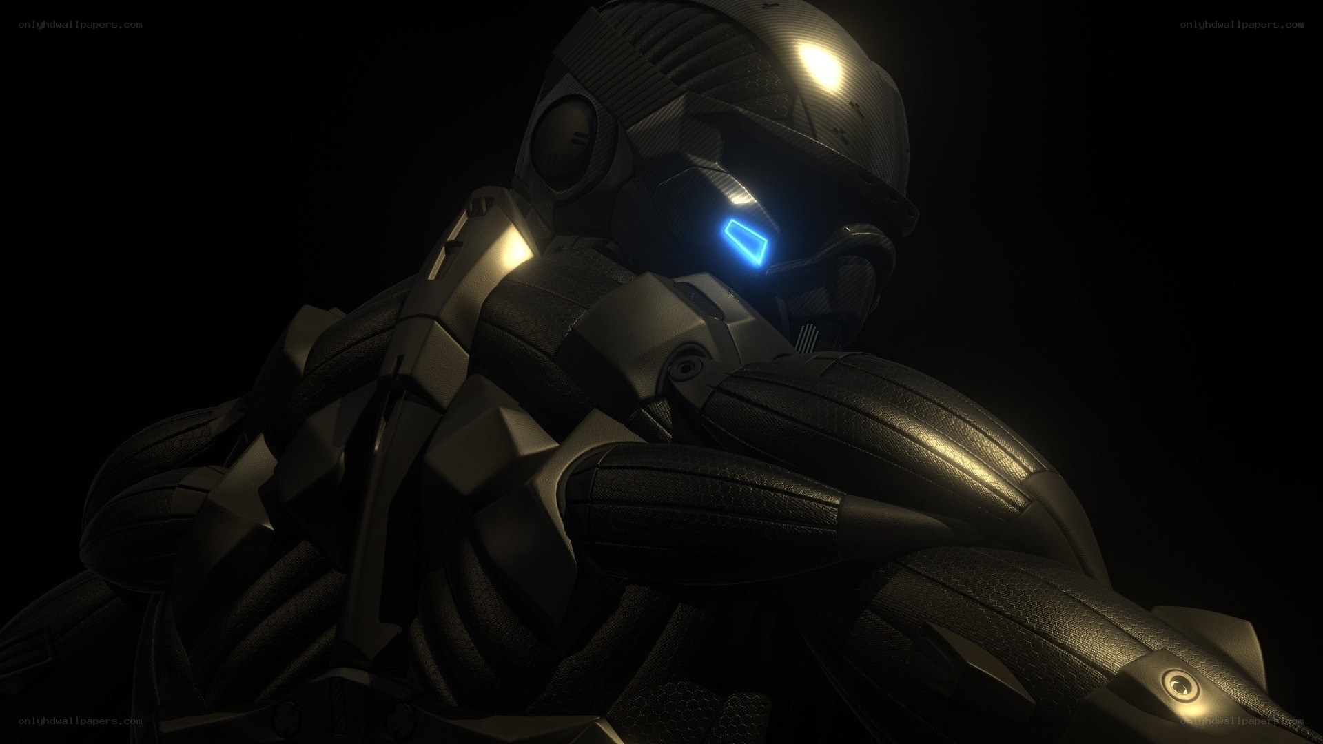 robot soldier in dark armor