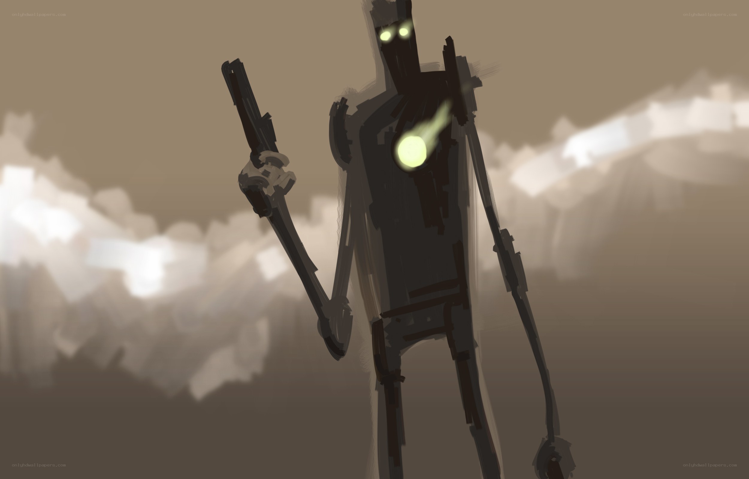 robot soldier in desert