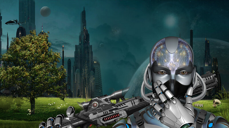 Robot Soldier in Field — Green