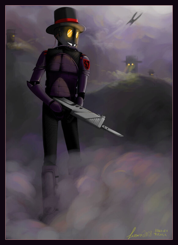 robot soldier in fog