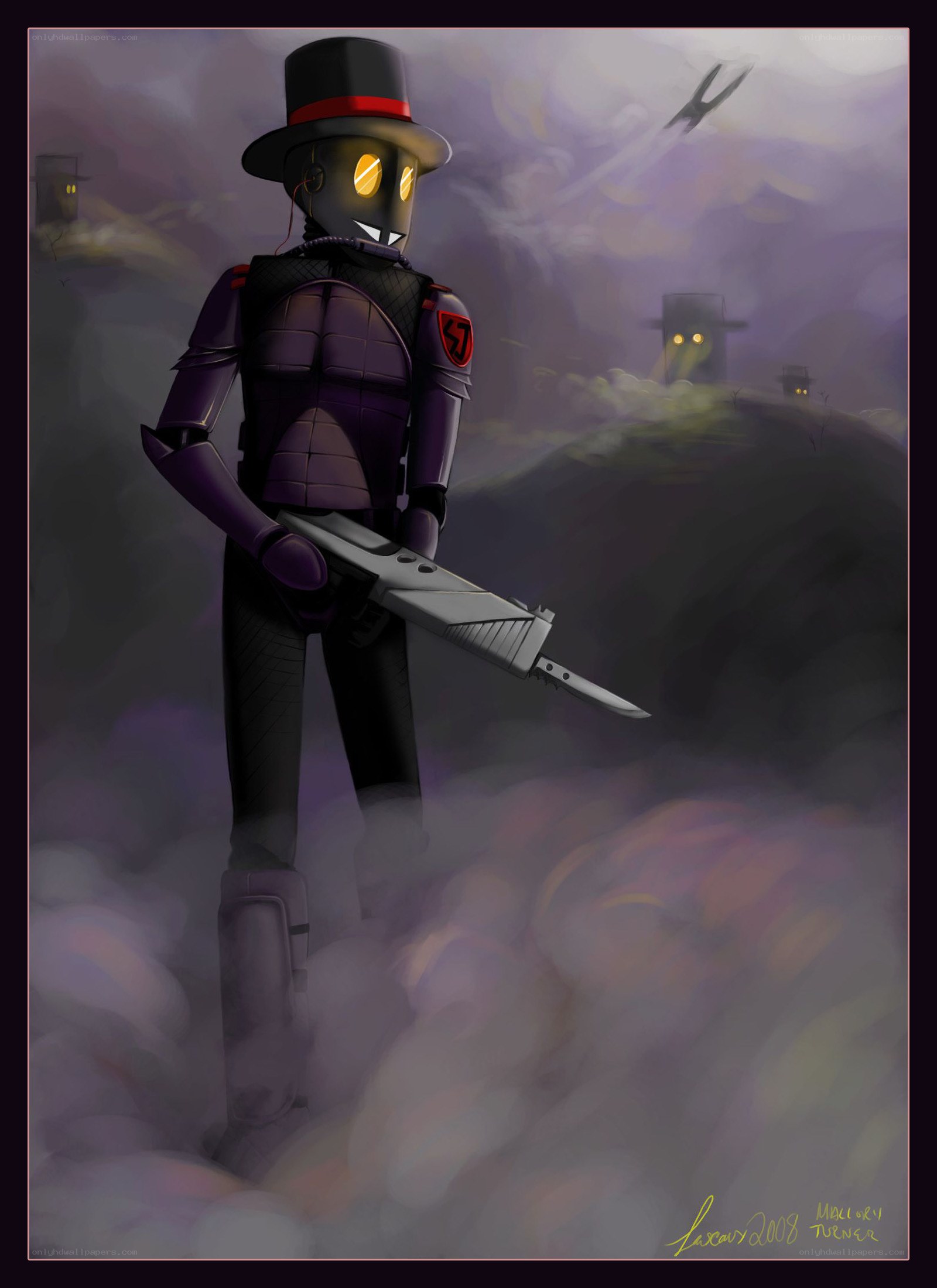 robot soldier in fog