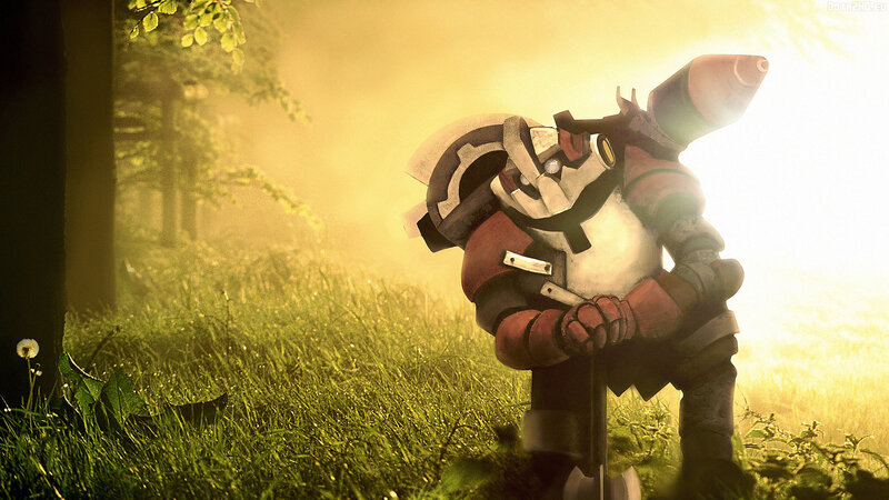 robot soldier in forest