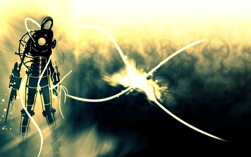robot soldier in glowing light