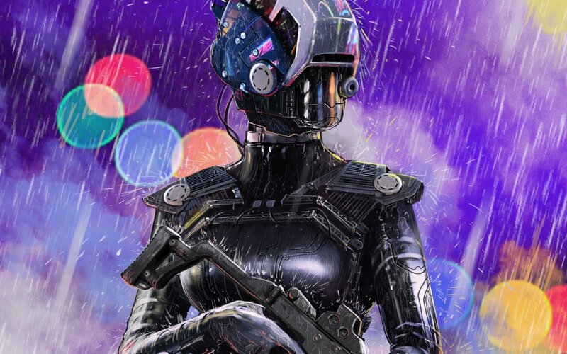 Robot Soldier in Rain