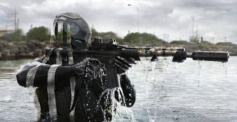 Robot Soldier in Water
