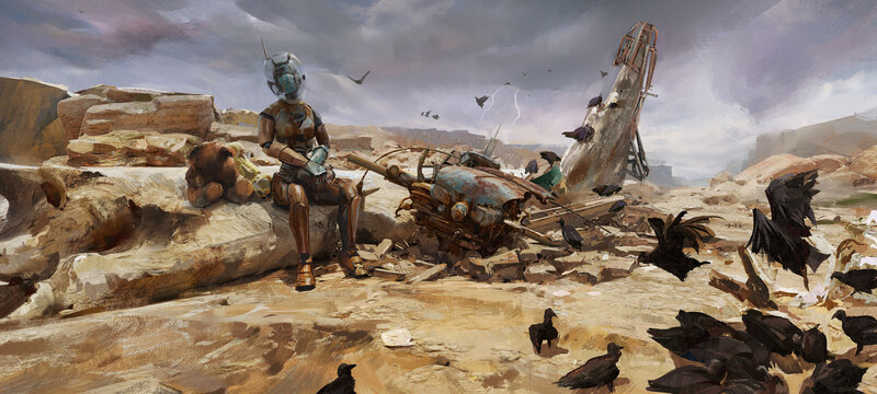 Robot Soldier on Rock