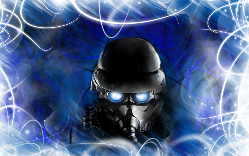 robot soldier with glowing eyes