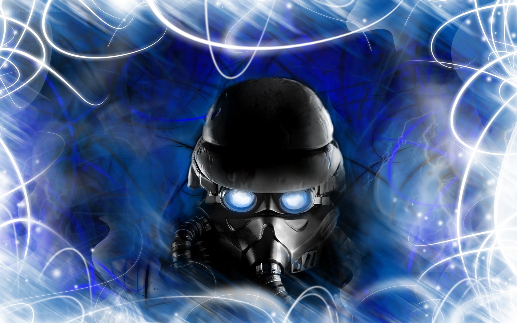 robot soldier with glowing eyes
