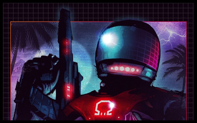 Robot Soldier with Gun — Purple