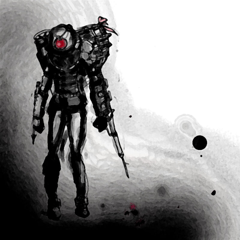 robot soldier with red eye