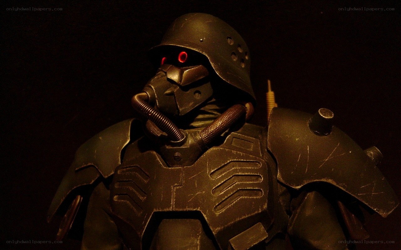 robot soldier with red eyes