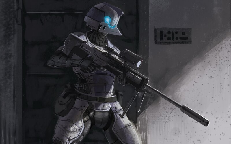 robot soldier with rifle