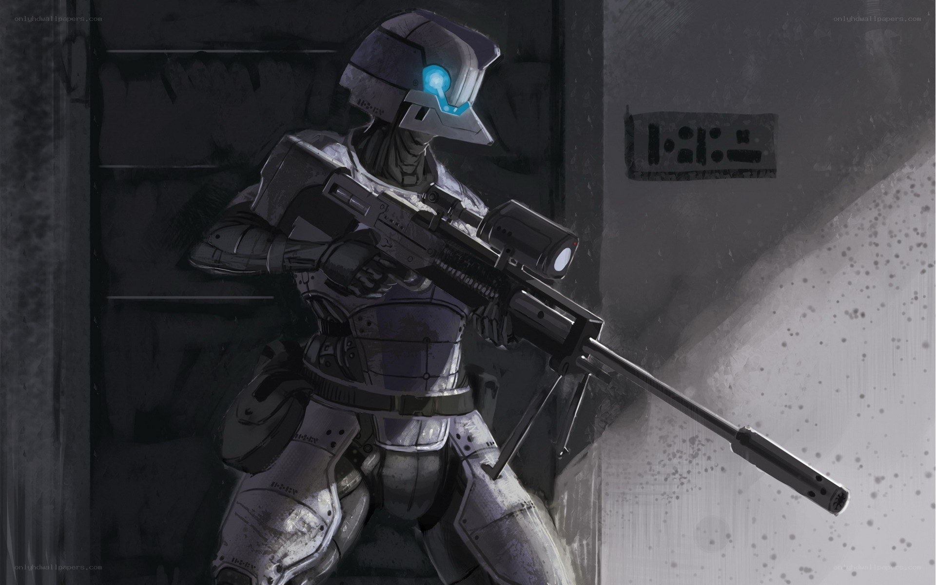 robot soldier with rifle