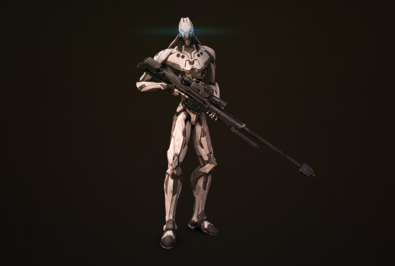 robot soldier with rifle