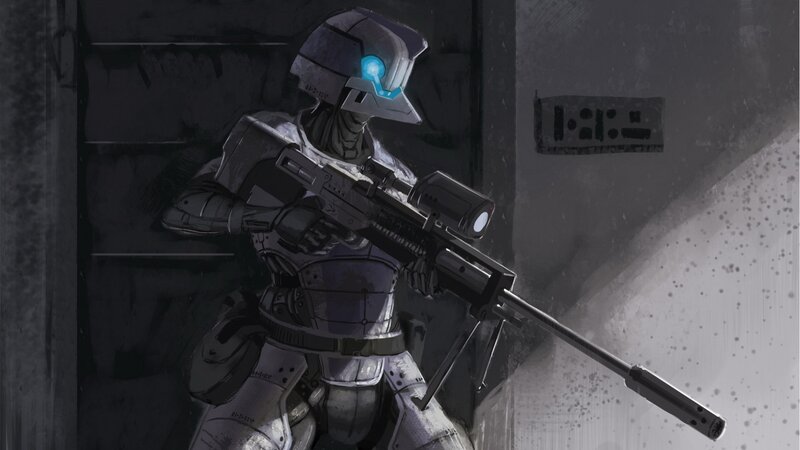robot soldier with rifle