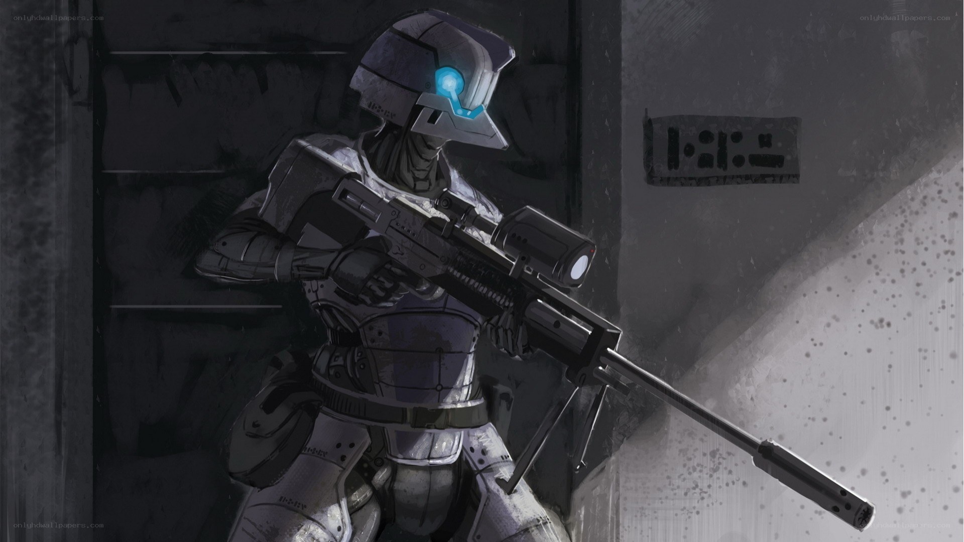 robot soldier with rifle
