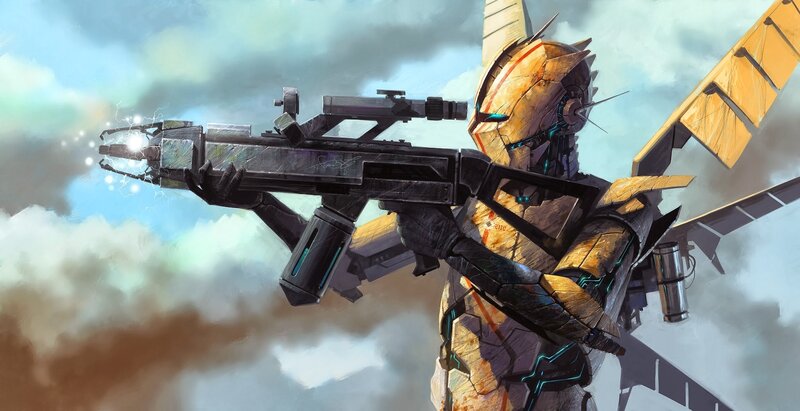 Robot Soldier with Rifle — Yellow