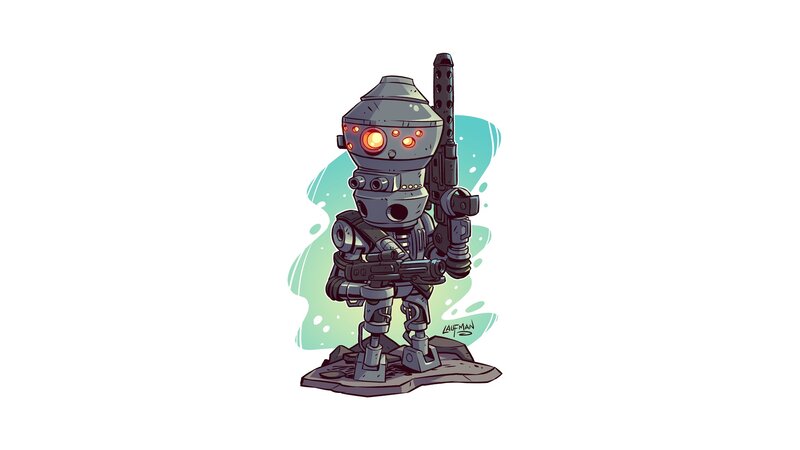 Robot Soldier with Weapon — Gray