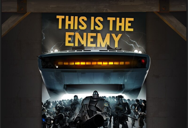 Robot Soldiers in Formation — Gray, Dramatic