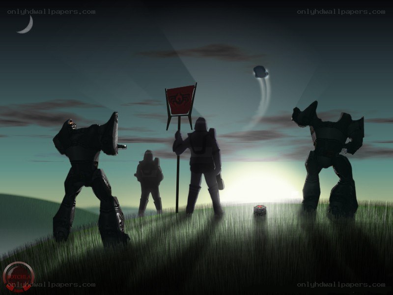 robot soldiers on a hill