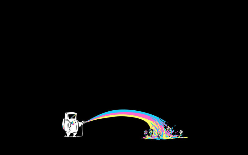 Robot Spraying Rainbow — Black